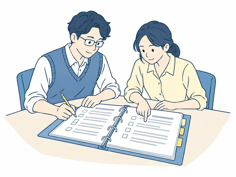 同僚と計画の内容を確認しながら追記・見直しするイメージ